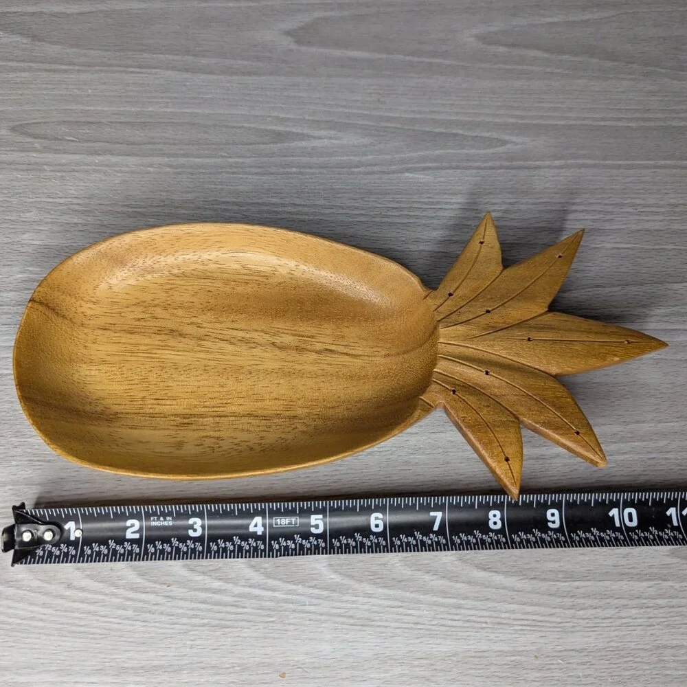 Vintage Monkey Pod Blair Hawaii Wooden Carved Pineapple Bowl Signed
